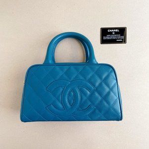 Chanel Caviar Leather Quilted Mini Bag Blue